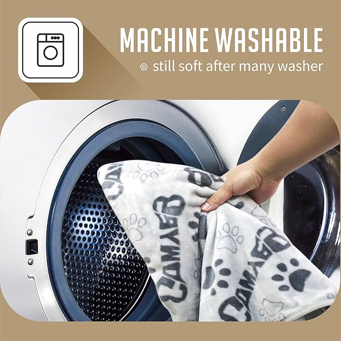 Dog Blankets for Large Dogs Upgraded, Dog Cat Flannel Blankets Washable, Cute Bone Paw Print Blanket for Bed Cover, Couch, Crate, 80x60 inch