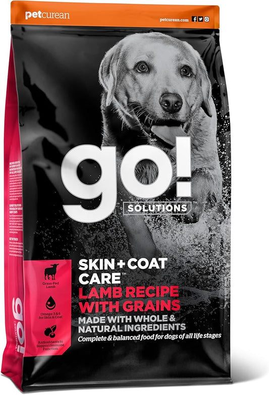 Go! Solutions Skin + Coat Care, Dry Dog Food, Lamb Recipe with Grains, 3.5 lb Bag