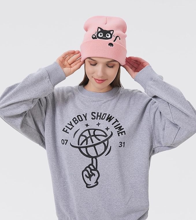 Cat Beanie Hats for Women Cute Cat Lovers Gifts Women's Winter Animal Knitted Hats for Girls