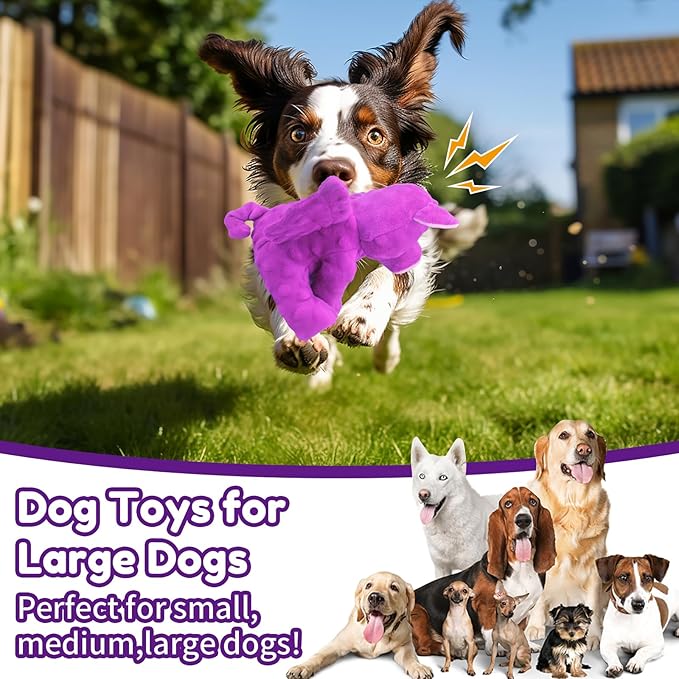 Large Squeaky Dog Toys, Plush Dog Toys with Crinkle Paper to Keep Them Busy, Stuffed Tough Chew Toys for Small Medium and Large Dogs