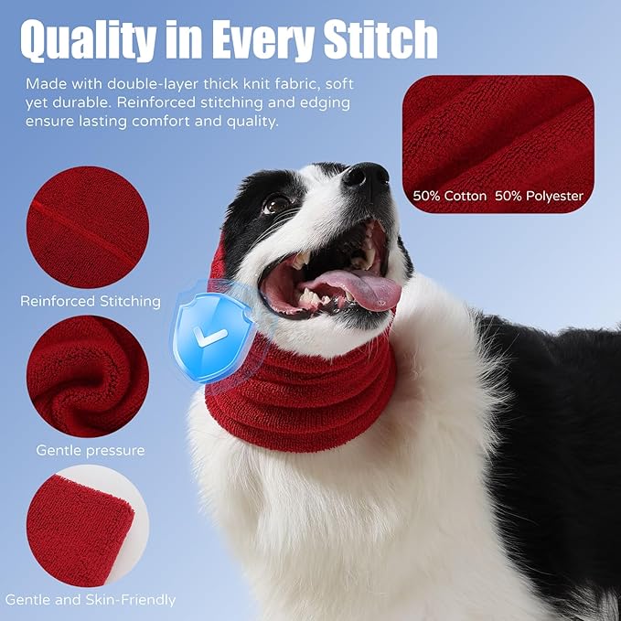 Dog & Cat Calming Band Cat Anxiety Relief Cover,Double Layer Thickened Pet Ears Elastic Neck Band Noise Cancelling Ear Muffs for Anxiety Relief/Noise Protection,Grooming,Thunder,Fireworks