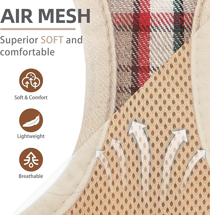 PUPTECK Adjustable Dog Harness Collar and Leash Set Step in No Pull Pet Harness for Small Medium Dogs Puppy and Cats Outdoor Walking Running, Soft Mesh Padded Reflective Vest Harnesses, Khaki L