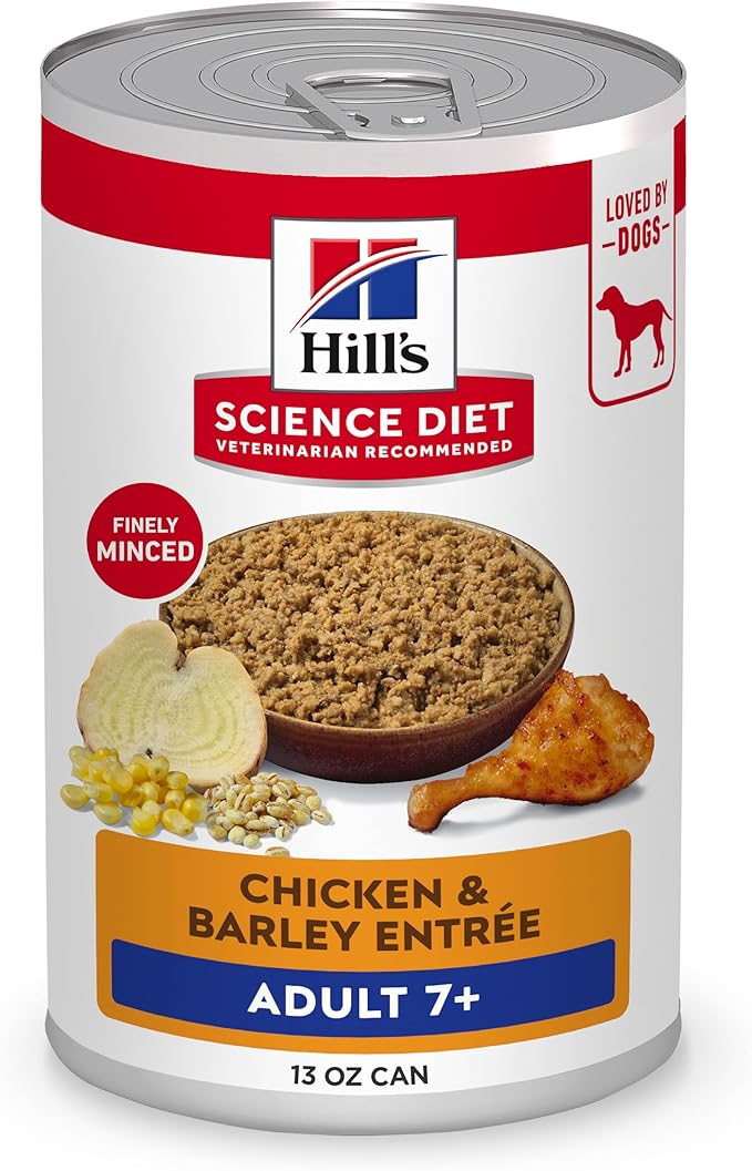 Hill's Science Diet Adult 7+, Senior Adult 7+ Premium Nutrition, Wet Dog Food, Chicken & Barley Loaf, 13 oz Can, Case of 12