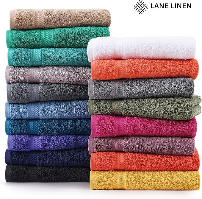 Lane Linen 100% Mercerized Cotton Luxury Bathroom Towel Set - 6 Pc - Quick Dry, Very Soft, Fluffy & Highly Absorbent - 2 Large Bath Towels, 2 Washcloths, 2 Hand Towel - Pet Friendly, Pre Shrunk - Teal