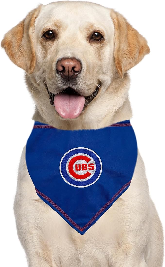 Pets First MLB Chicago Cubs TIE Bandana, Large/X-Large. Dog Bandana Scarf Bib for Pet Cat Dog. The Ultimate Game-Day, Party Bandanna, Birthday Event