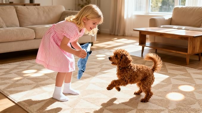 Squeaky Plush Squirrel Dog Toys, No-Stuffing Design, Set of 2, Blue and Yellow, for Small & Medium Dogs