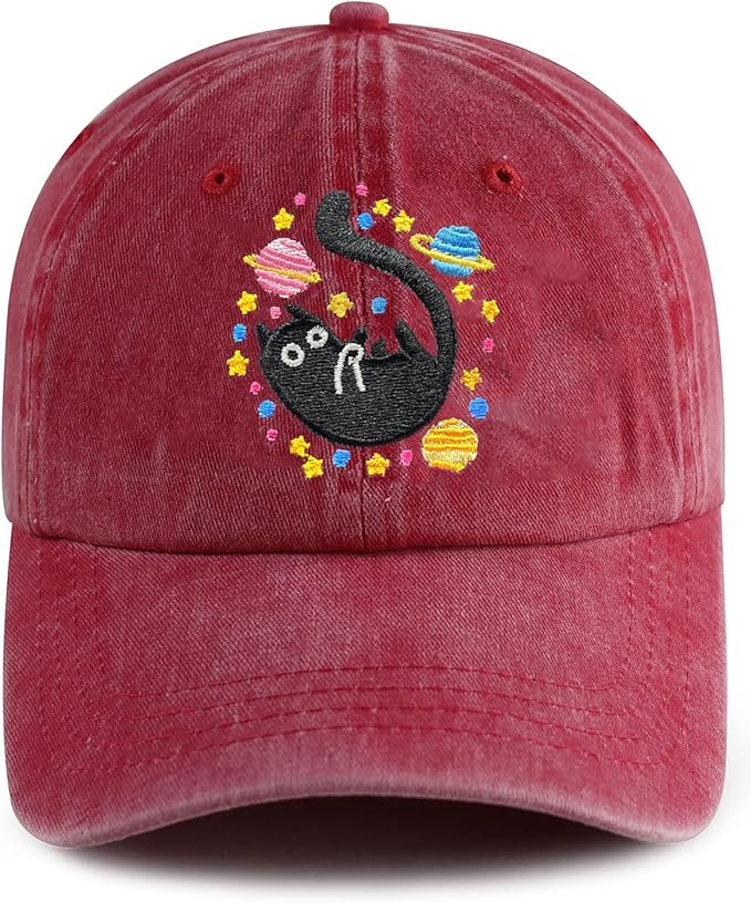 Black Cat Hat,Ragdoll Cat Embroidered Adjustable Cotton Baseball Cap for Men Women,Gifts for Cat Lovers