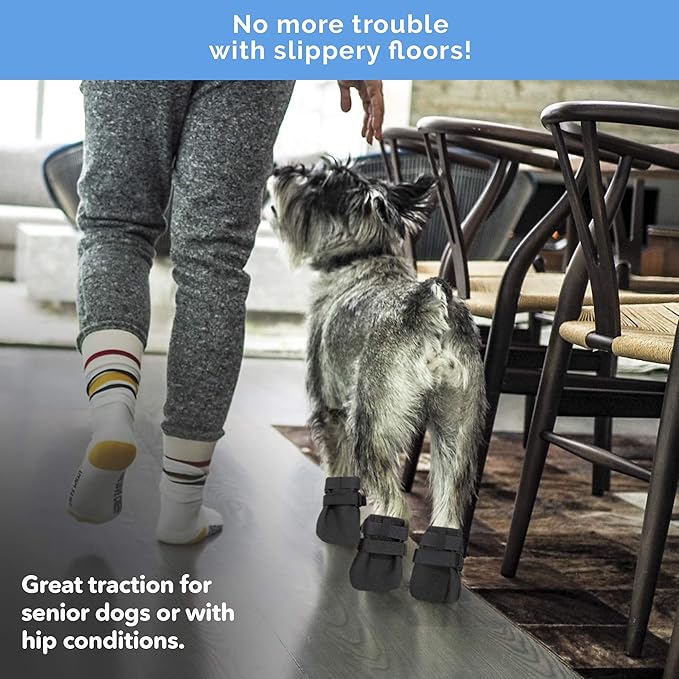 Durable Dog Paw Protector|Dog Boots|Dog Shoes|Black Light Duty Heat, Water Resistant Dog Booties for hot Pavement for Small Dogs (Size 4)