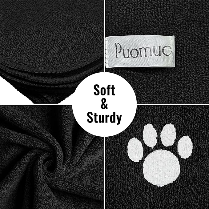Microfiber Dog Towels for Drying Dogs, Super Absorbent and Soft Pet Towel, 40 Inch X 23.6 Inch, Perfect Dog Shower & Bath Supplies for Large, Medium or Small Dogs, Black