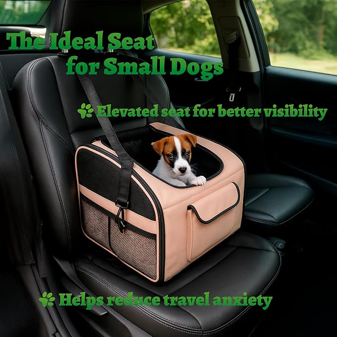 Dog Car Seat & Versatile Pet Carrier - 2in1 Dog Carriers for Small Dogs, Durable Polyester, Adjustable Straps, Breathable Mesh, Removable Pad, Toy Included - Ideal for Stress-Free Travel