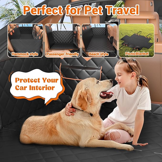 Truck Back Seat Extender for Dogs Hard Bottom Holds 500lbs,Dog Car Seat Cover for Back Seat, Waterproof and Can be stored Dog Hammock for Car SUV