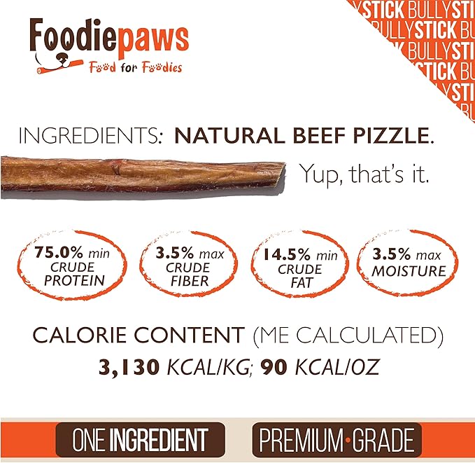 FOODIEPAWS Bully Stick Bites for Dogs, 1 lb Bulk Pack (2-3 Inch) | Training Treats | All Natural, Grass-Fed Beef Pizzle | Grain-Free, Rawhide-Free & Fully Digestible | High Protein Dental Chews