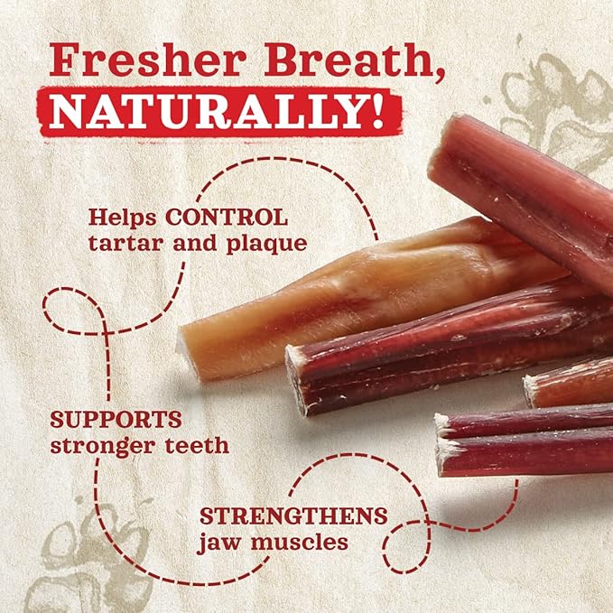 Natural Farm Odor-Free Bully Sticks (4-8”, 8oz) All-Natural Long-Lasting Chews, 100% Beef Pizzle, Grass-Fed, Grain-Free, Hormone-Free, Protein for Muscle Development & Energy, Perfect for Medium Dogs