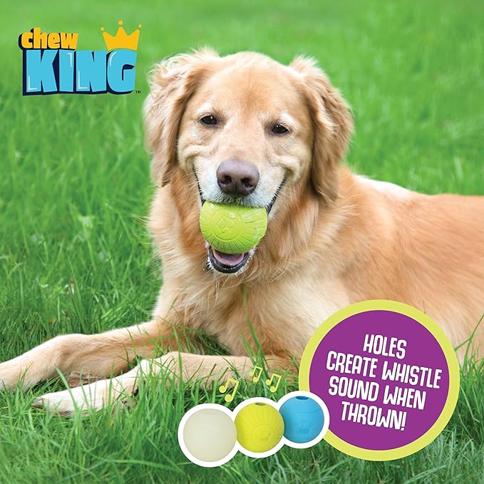 Chew King by Mammoth Glowing Fetch Ball, Dog Ball Toys, 2.5" Combo