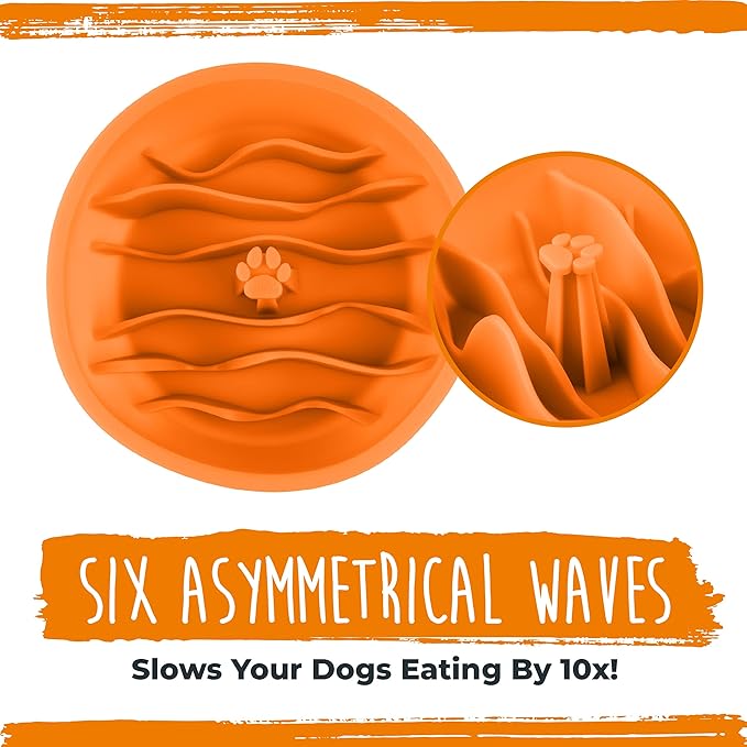 Mighty Paw Slow Feeder Dog Bowls | Interactive Dog Bow Insert - Silicone Puzzle Feeder Insert - Medium for All Sized Breeds (7" x 2")