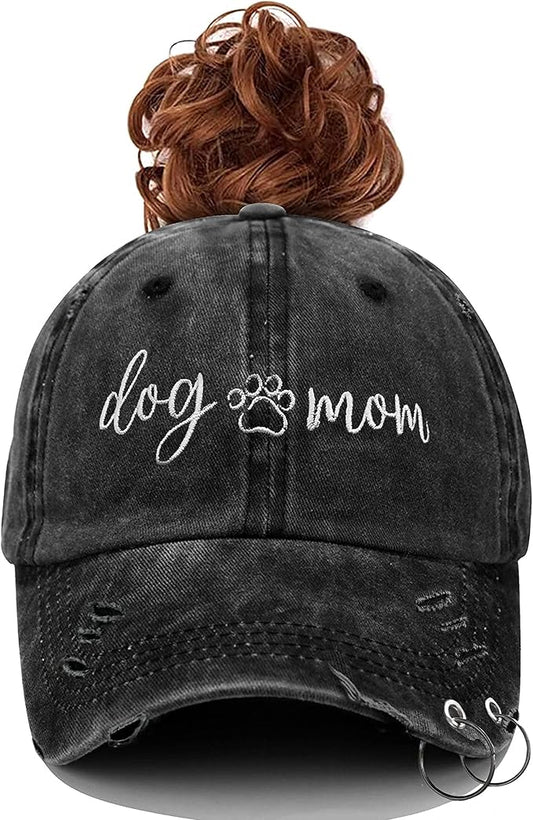 Women's Dog Mom Hat Vintage Adjustable Baseball Cap Washed Cotton Denim Dog Girls Hat