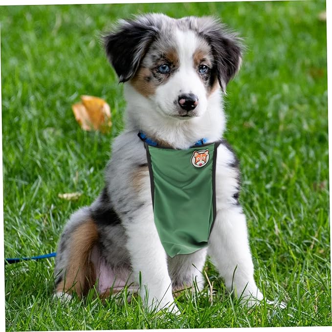 Dog Raincoat for Pets Adjustable Chest Apron Neck and Belly Cover for Cats and Dogs for Wet Weather Adventures Green