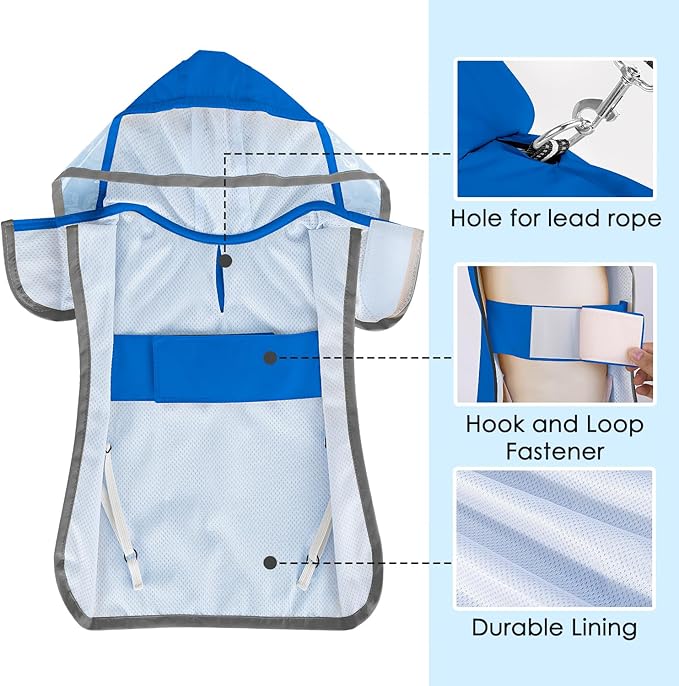 Lukovee Dog Raincoat, Adjustable Dog Rain Jacket with Clear Hooded Double Layer for Large Medium Small Dogs Puppies, Waterproof Rain Coat Poncho with Reflective Storage Pocket & Rim (BL,L)