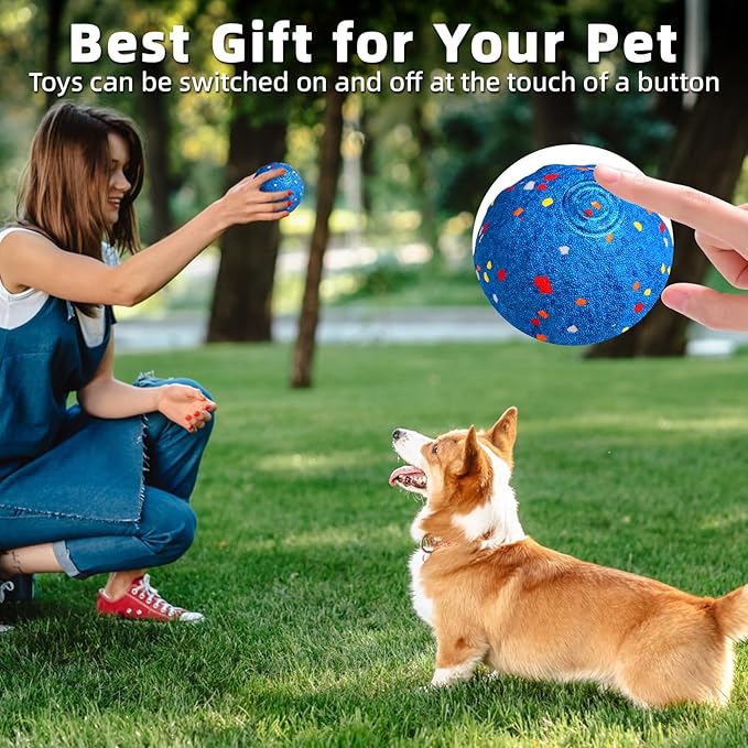 TVM Interactive Dog Toys Ball, Automatic Moving, Bouncing Chew Toys, E-TPU Material, Suitable for Large and Medium-Sized Dogs, Used for Boredom Relief and Daily Training, USB Rechargeable