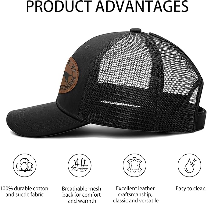 Dog Leather Patch Trucker Hat Gift - Adjustable Baseball Caps Dog Mesh Snapback Cap, Plastics Snapback Trucker Hats