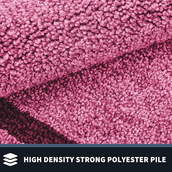 PURRUGS Dirt Trapping Door Mat 24" x 36", Non-Slip/Skid Machine Washable Entryway Rug, Shoes Scraper, Area Rug, Super Absorbent Welcome Mat for Muddy Wet Shoes and Paws, Pink & Burgundy Red