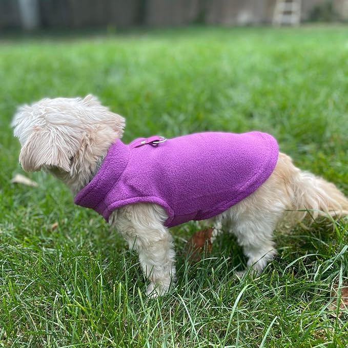 JACKO & CO - Fleece Vest Dog Sweater with Leash Ring - Soft, Warm & Lightweight Pullover Coat for Small & Medium Dogs, Puppies & Cats - Cozy Fall/Winter/Spring Pet Jacket (Purple, XX-Large 25-35lbs)
