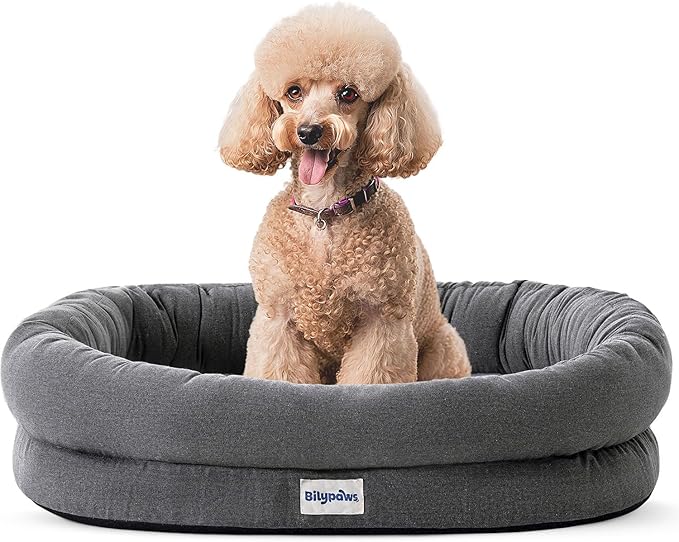 Orthopedic Dog Bed for Small Medium Size Dogs, Pet Sofa Bed with Egg Crate Foam, 4-Sided Bolster, Reversible Mattress, Removable Washable Cover & Anti-Slip Bottom, Dark Gray