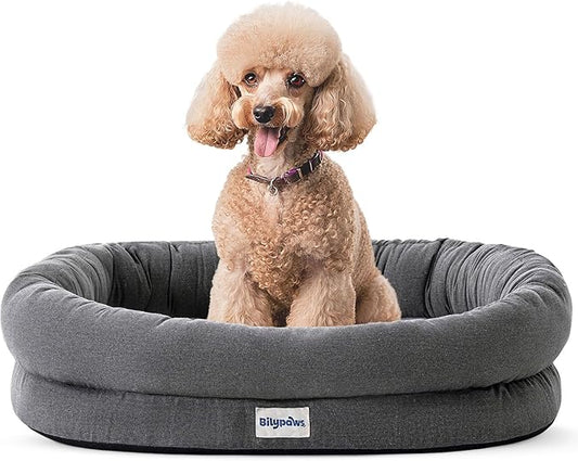 Orthopedic Dog Bed for Small Medium Size Dogs, Pet Sofa Bed with Egg Crate Foam, 4-Sided Bolster, Reversible Mattress, Removable Washable Cover & Anti-Slip Bottom, Dark Gray