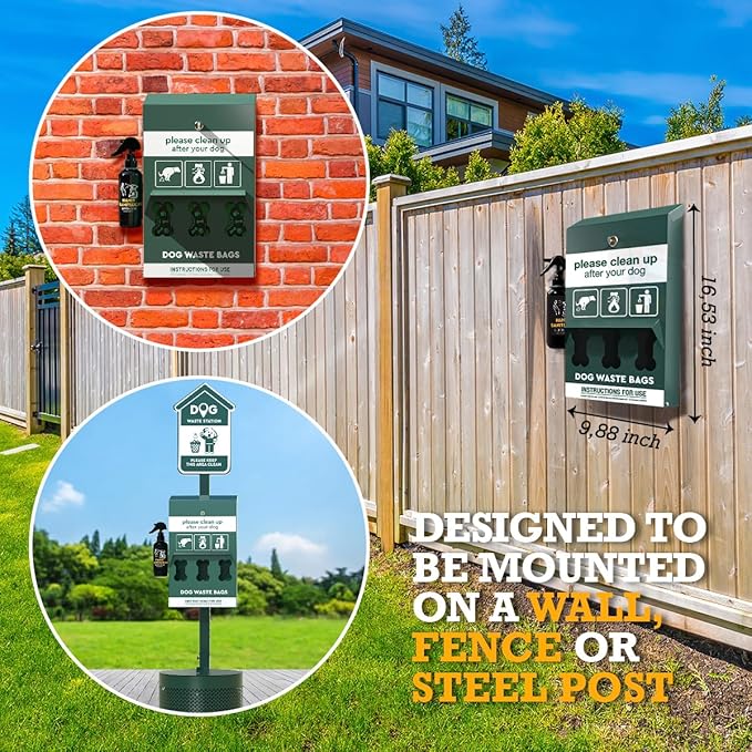 ALAGPRO® Pet Waste Station Bag Dispenser Outdoor Dog Waste Station with Hand Sanitizer Bottle, Dog Poop Station with Free 600 Roll Waste Bags for Backyard, Park & HOA's