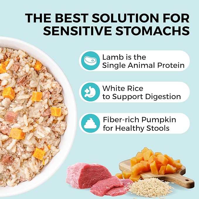 KOHA Pet Limited Ingredient Bland Diet for Dogs, Lamb and White Rice Recipe Sensitive Stomach Wet Dog Food, Gentle Formula Easy to Digest Bland Diet Dog Food, Pack of 6