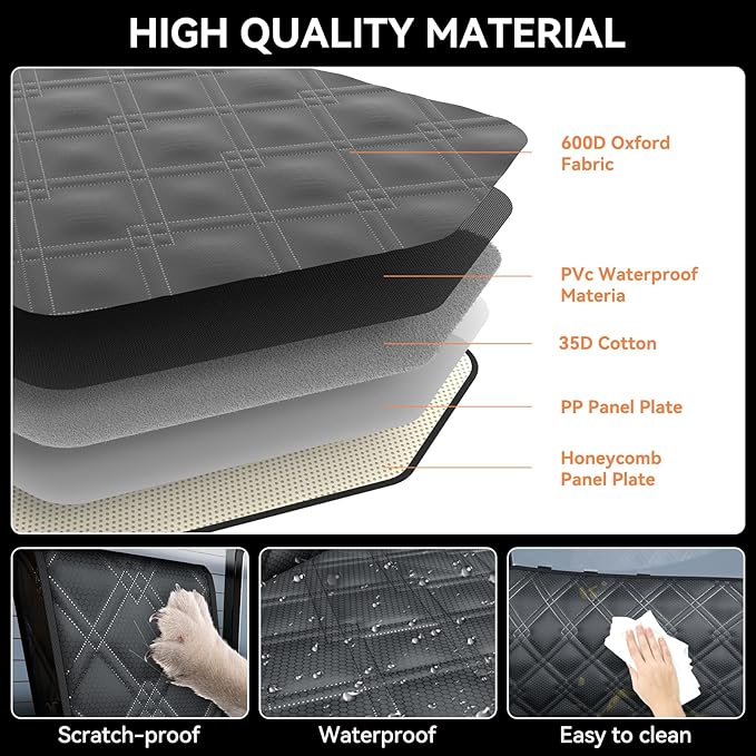 Back Seat Extender for Dogs – Waterproof Dog Seat Cover for Back Seat with Door Protection, Hard Bottom, Holds 420 lbs Dog Hammock for Cars, SUVs & More