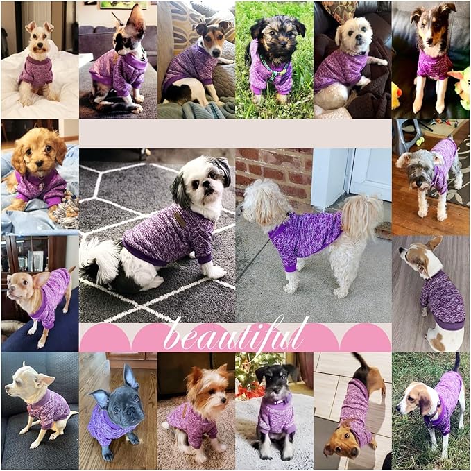 Jecikelon Dog Clothes Dogs Sweater Soft Puppies Clothing Winter Puppy Sweaters Warm Outfit for Dogs Small XXS XS Cat Apparel (X-Large, Purple)