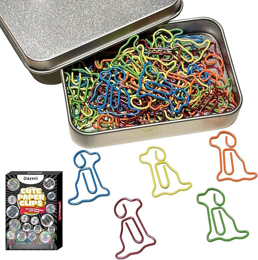 Cute Paper Clips, 60PCS Dog Shaped Paper Clips Golden Retriever Animal Bookmarks Clips, Assorted Colors, Fun Office Gifts for Women Men Coworkers Teachers Students Girls Boys, Christmas Gifts