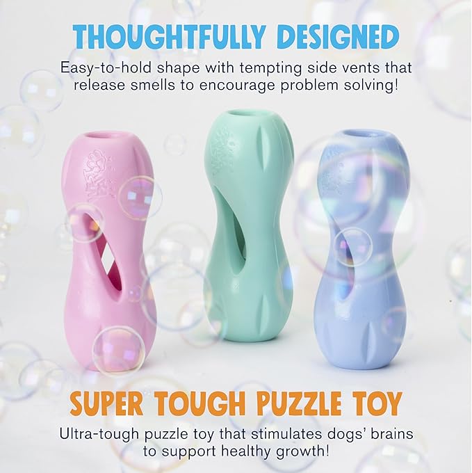 WEST PAW Zogoflex Qwizl Dog Puzzle Treat Toy – Interactive Chewing for Dogs – Dispenses Pet Treats – Brightly-Colored Dog Enrichment Toy for Aggressive Chewers, Fetch, Catch, Large 6.5", Mint