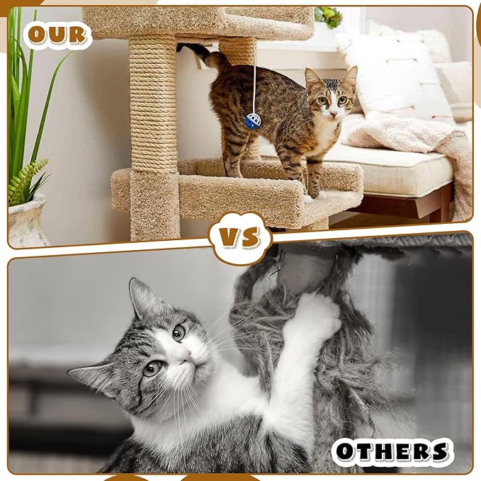 262 ft/80 m Sisal Rope for Cat Scratcher, 1/4 inch/ 6 mm Thick Twine for Cat Scratching Post Cat Tree Replacements DIY Craft Projects, Jute Hemp Rope with 4 Random Colors Cat Toys