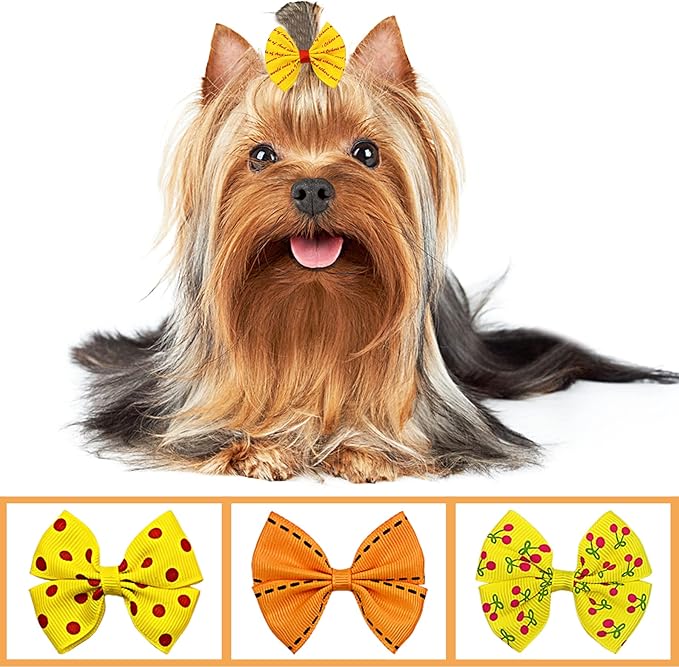 PET SHOW 20pairs Big Bowknot Dogs Hair Bow Clips with French Barrette Clip for Small Medium Large Dogs Puppies Cats Topknot Grooming Hair Accessories