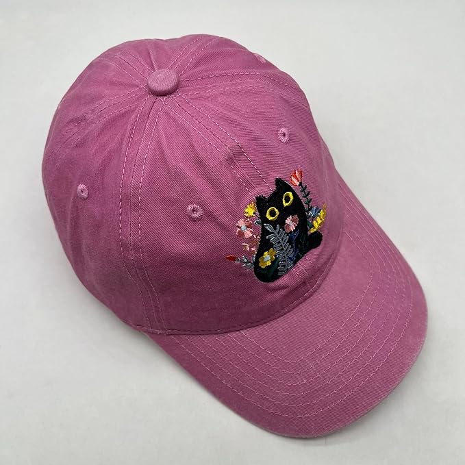 Black Cat Hat,Ragdoll Cat Embroidered Adjustable Cotton Baseball Cap for Men Women,Gifts for Cat Lovers