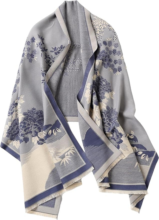 Jeelow Womens Pashmina Shawl Wrap Scarf - Elegant Dressy Evening Poncho Cape for Formal and Wedding Outfits