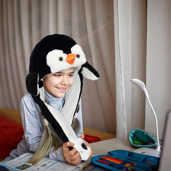Animal Hat with Ears Moving Jumping Pop Up Beating Hat Plush Holiday Cosplay Dress Up Funny Gift for Kids