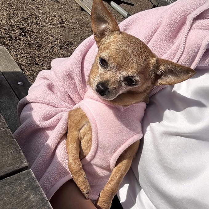 JACKO & CO - Fleece Vest Dog Sweater with Leash Ring - Soft, Warm & Lightweight Pullover Coat for Small & Medium Dogs, Puppies & Cats - Cozy Fall/Winter/Spring Pet Jacket (Pink Lemonade, M 6-10lbs)