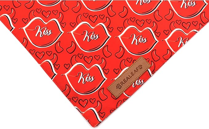 Realeaf Valentine's Day Dog Bandanas 2 Pack, Reversible Heart Dog Scarf for Boy and Girl, Premium Durable Fabric, Holiday Love Bandana for Small and Medium Dogs Cats Pets (Small)