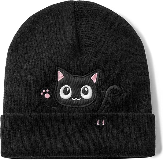 Cat Beanie Hats for Women Cute Cat Lovers Gifts Women's Winter Animal Knitted Hats for Girls