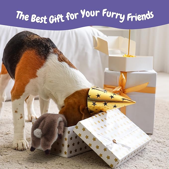 No-Stuffing Bunny Squeaky Dog Toy for Aggressive Chewers, Tear-Resistant Plush Puppy Teething Toy to Keep Them Busy, Tough Interactive Tug of War & Dental Chew for Small Medium Large Dogs