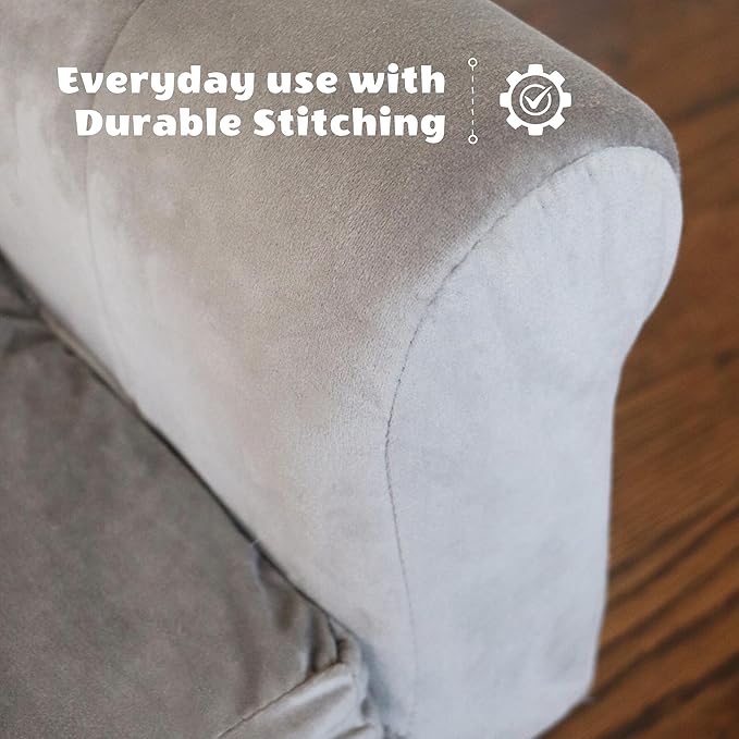 Critter Sitters 42-In. Elegant Gray Faux-Velvet Rectangular Large Dog Bed for Medium and Large Dogs, Durable Elevated Dog Beds, Comfortable Dog Couch, Modern and Stylish Plush Sofa for Dogs