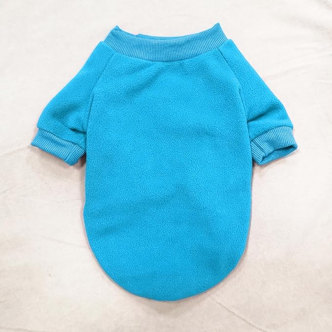 Idepet Dog Fleece Sweater, Small Dogs Shirt Pullover Sweatshirt Pet Dog Clothes Soft Puppy Sweater Warm Winter Shirt Classic Cat Apparel for Small Dogs and Cats (XX-Small, Blue)