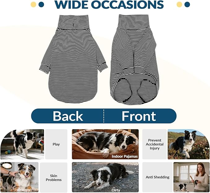 ROZKITCH XXXL Dog Sweaters for Large Dogs Girl Boy, Striped Fleece Sweatshirts for Pet Fall Winter Daily Wear Outdoor Walk Hiking Travelling Spring Alaskan Malamute, St. Bernard Blackwhite 3XL