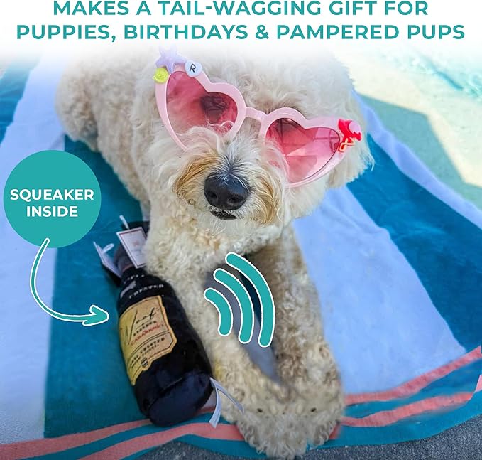 Haute Diggity Dog Woof Reserve Cabarknet Plush Dog Toy for Small, Medium & Large Dogs, Interactive Funny Parody Squeaky Toys, Soft, Durable, Machine-Washable, Safe & Cute Birthday Gift for Dogs