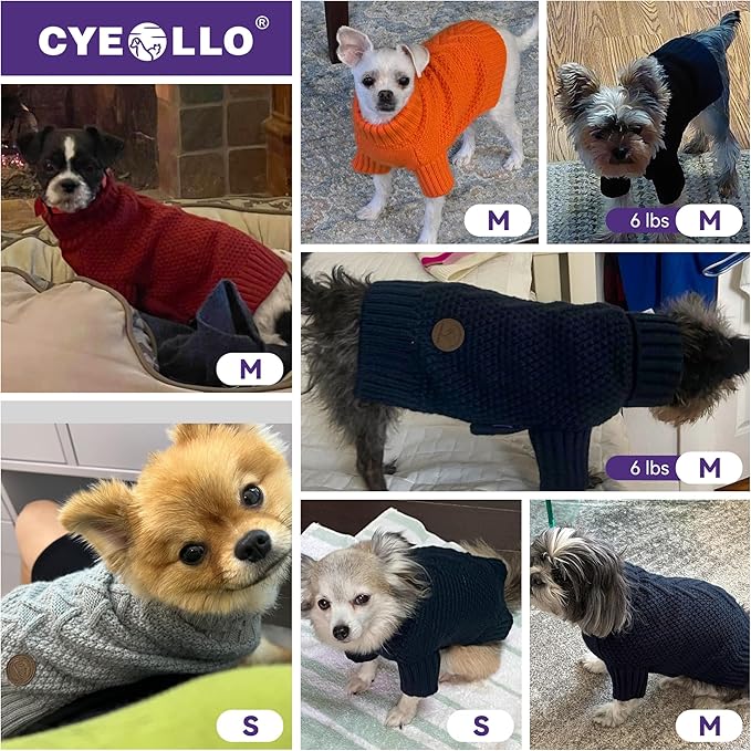 cyeollo Small Dog Sweater with Leash Hole Warm Turtleneck Knitwear Dog Clothes Puppy Sweaters for Small Dogs,Pink, S