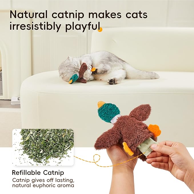 Potaroma Cat Toys Catnip Crinkly Sound 2 Pcs, Mess-Free Stuffless Kitten Toy, Durable Feline Bite Interactive Kicker Toys for Cat Indoor Exercise 6.5 Inches
