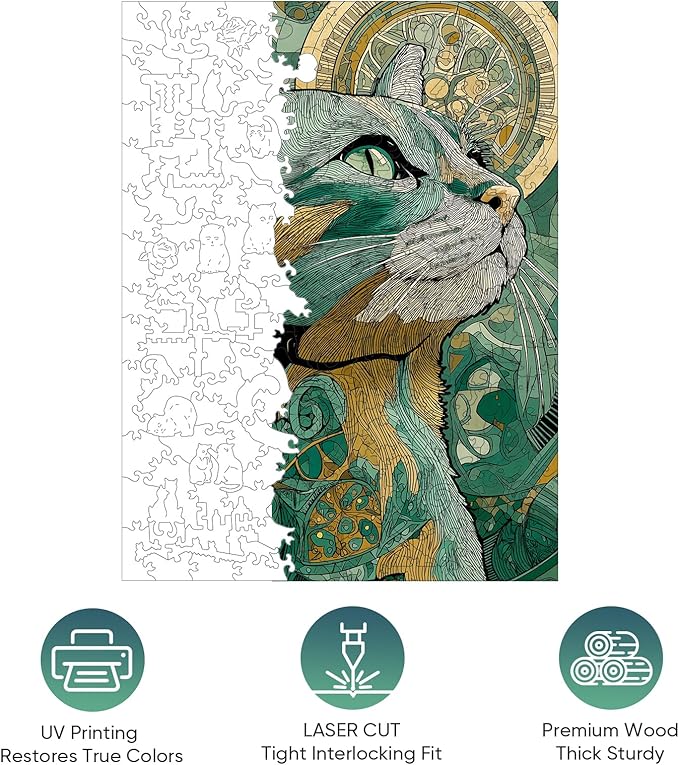 Mocfesk Wooden Puzzles for Adults, Cat Puzzles 493 Pieces, Unique Shaped Animal Jigsaw Puzzles for Adults and Kids, Birthday Gifts Fun Challenge Family Game 13.5'' x 18''